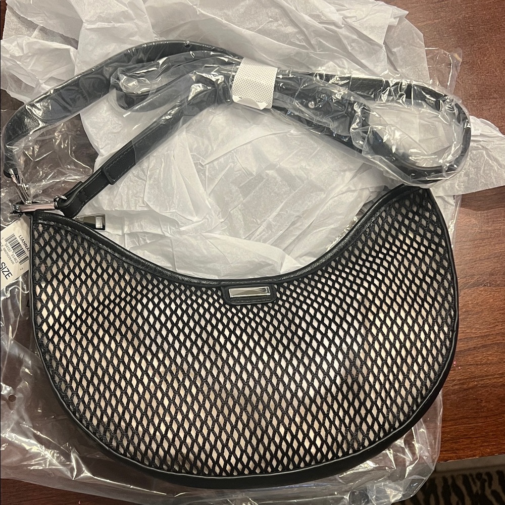 INC International Concepts Black and Cream Shoulder Bag
